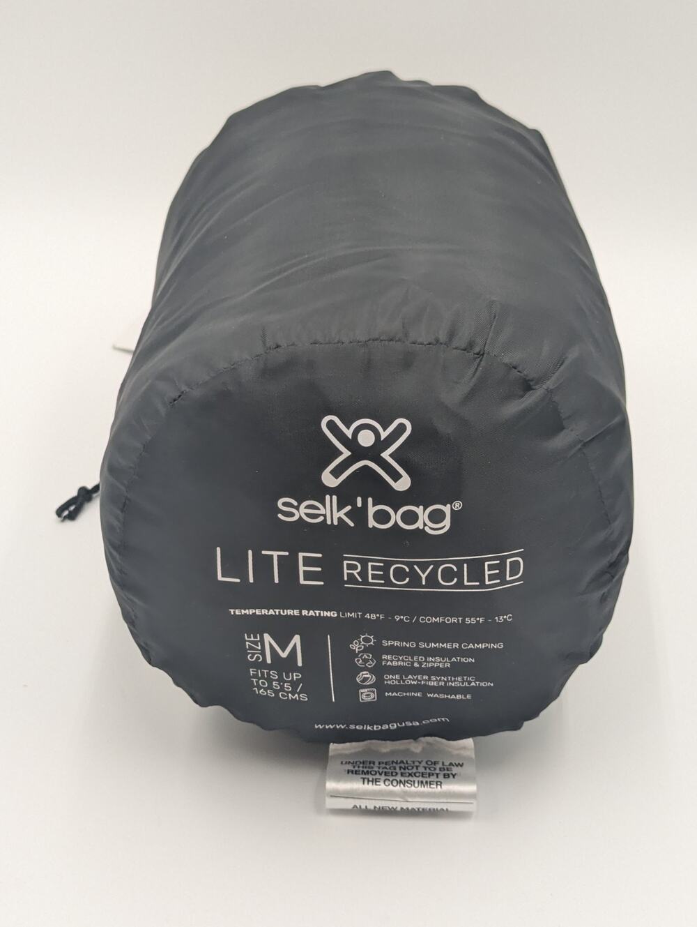 Selk'Bag Lite Size Medium Wearable Sleeping Bag Black - Temp Rated Up To 48°F